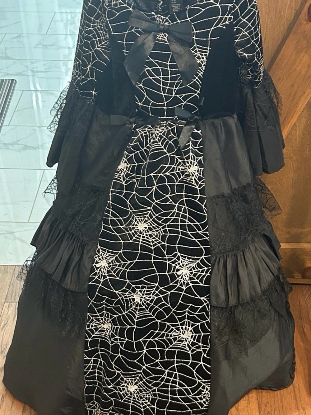 Black Spiderweb Gothic Girls' Costume Dress witch 6 6X